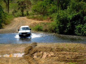 Fording a river in Costa Rica