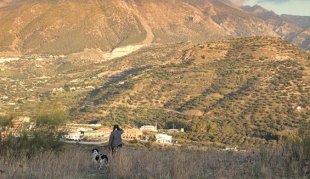 Walking your dog in hills of Costa del Sol in Spain